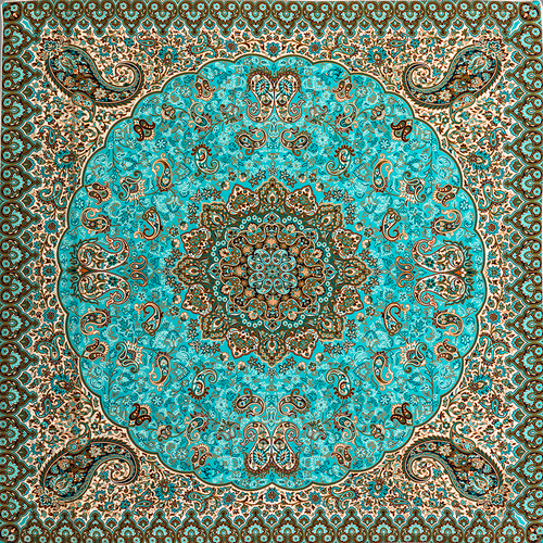 رومیزی ترمه پدیده سبز آبی