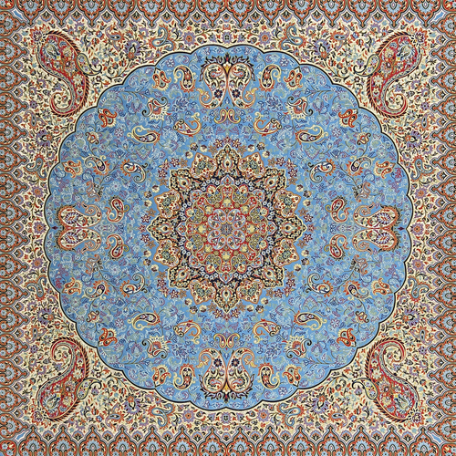 رومیزی ترمه پدیده آبی سورمه ای