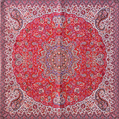 رومیزی ترمه طرح پدیده قرمز سنتی