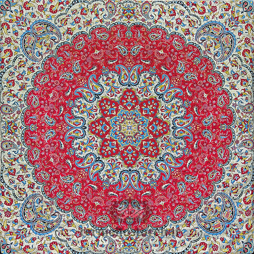 رومیزی ترمه ارکیده قرمز زرد