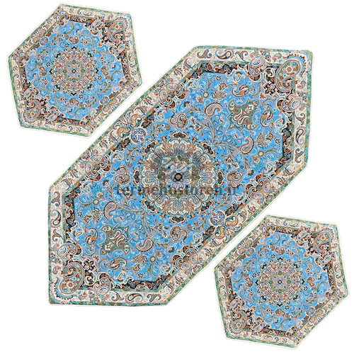 ست سه تکه ترمه مارال آبی فیروزه ای