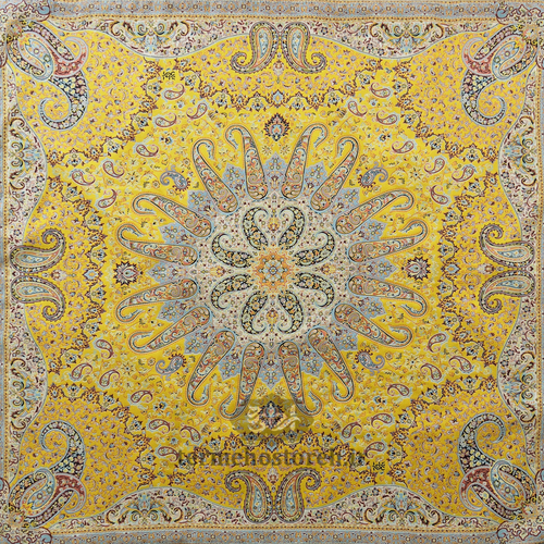 رومیزی ترمه طرح میترا زرد