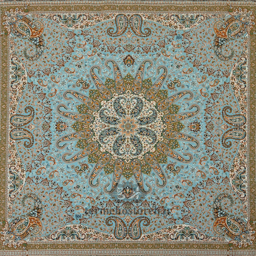 رومیزی ترمه طرح میترا سبزآبی