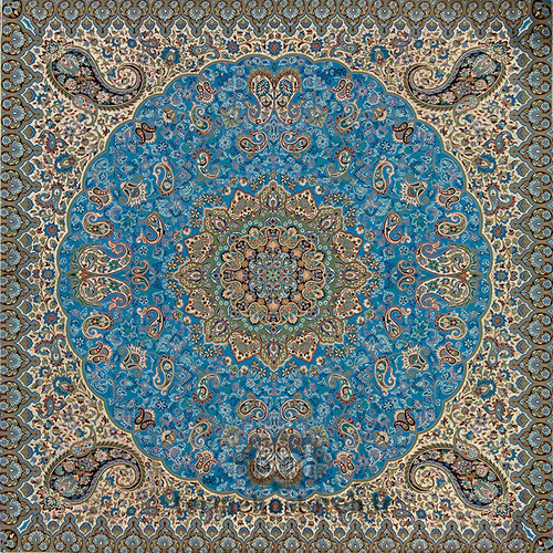رومیزی ترمه طرح پدیده آبی درباری