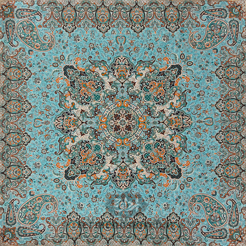 رومیزی ترمه طرح گیتی سبزآبی